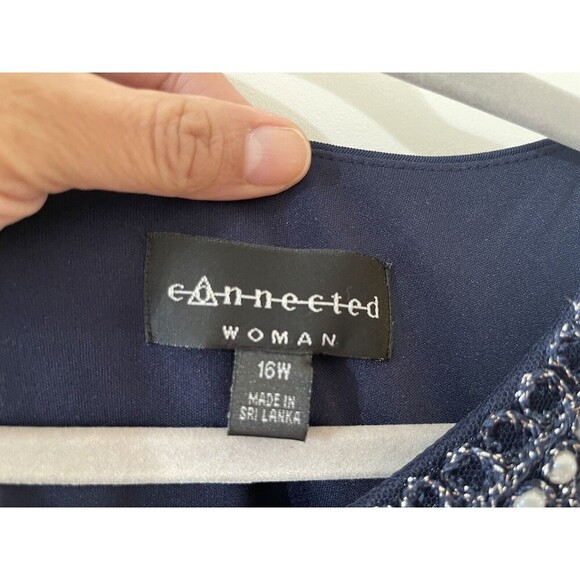 Connected Apparel SZ 16W Women’s Blue Beaded Tiered Sleeveless Dress FLAW BIN C - Picture 5 of 11